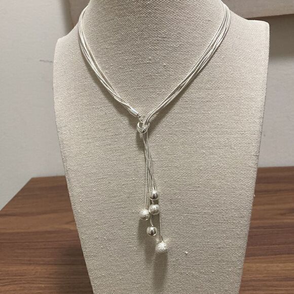 Sterling Silver Unique Bolero Style Necklace and Matching Dangling Earrings. - Picture 4 of 6